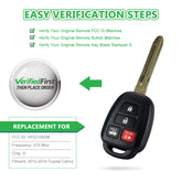 Lots of 5 Remote Car Key Fob Replacement for 2012 2013 2014 Toyota Camry HYQ12BDM G Chip